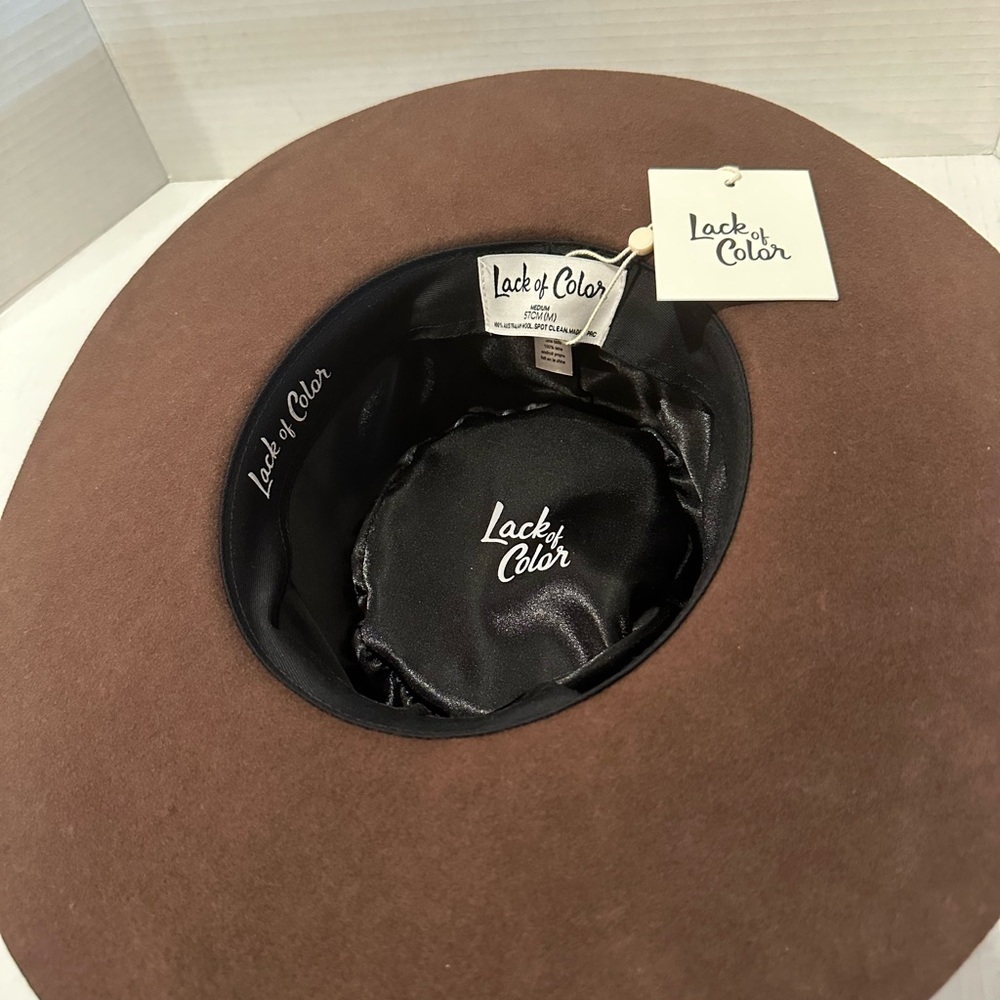 Juno Boater Brown 100% Australian Wool Hat w/Light Velour Trim by Lack of Color - Picture 7 of 9